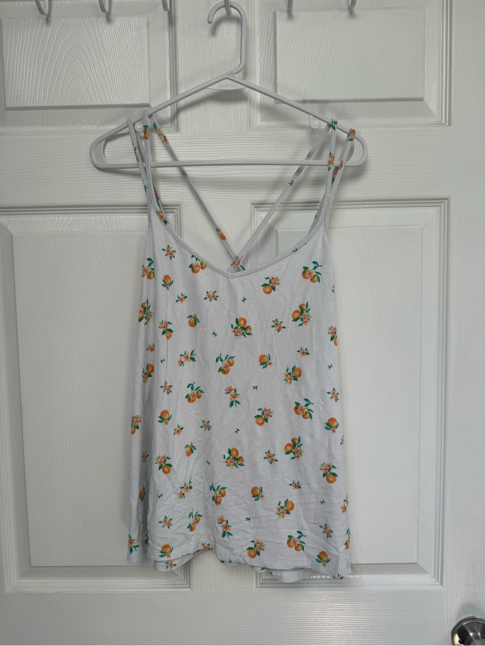 Sonoma White Cami with Orange Fruit Print and Double Straps Sleepwear